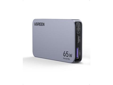 UGREEN Nexode Pro 65W USB C Charger Flat, 3-Port Slim GaN Compact Fast PPS Wall Charger for iPhone 16/15/14, MacBook Air, iPad Pro, Galaxy S24/S23/Note20, Pixel 9/8, Steam Deck