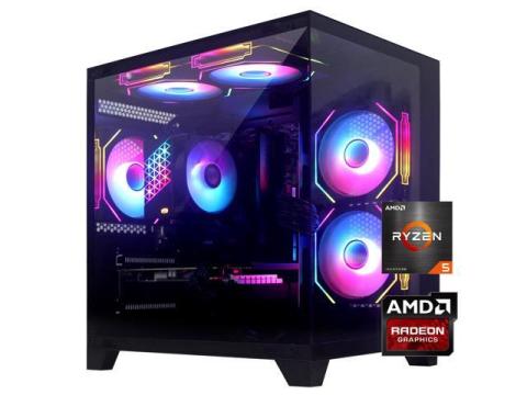 YLZKIX Gaming PC,AMD Ryzen 5 5600 3.5GHz(up to 4.4GHz), Radeon RX 6600/LE/M 8GB Desktop Computer, 1TB NVMe SSD, 16GB DDR4 3200MHz, ,550W PSU,USB WIFI6&Bluetooth Windows 11 Home & AI Powered Gamer PC