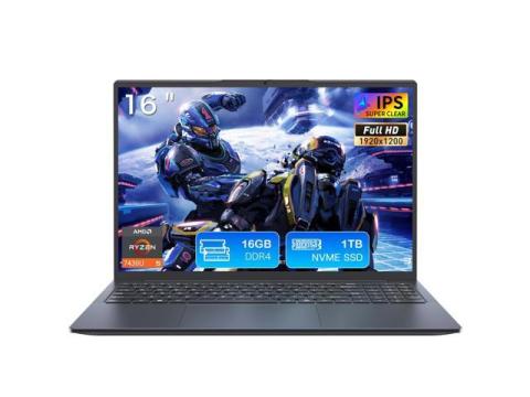 Auusda EXSURF 16" Business Laptop, AMD Ryzen 5 7430U, 16GB Dual Channel RAM, 1TB SSD, Windows 11 Pro, 1200P FHD IPS, WiFi 6, Privacy Camera, Backlight, Fingerprint, Full Type-C, Gray