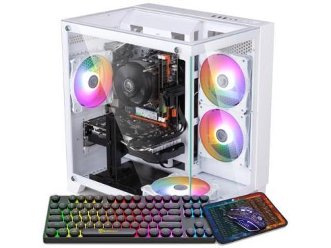 Kroteaup Gaming PC Computer Desktop, Intel Core i7-4770-3.4GHz, Radeon RX 550 4G, 16GB RAM, 512GB SSD, WiFi6, BT 5.0, RGB Fan x5, Windows 10 Home