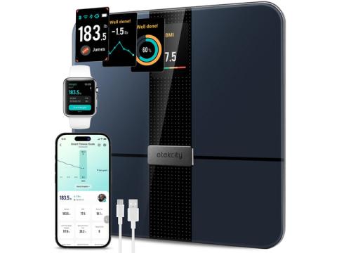 FSA&HSA Eligible Smart Scale for Body Weight Fat, Digital Weighing Machine for Accurate BMI Muscle Mass Composition, Apple Health Compatible Fitness Equipment,TFT,Tempered Glass,Black