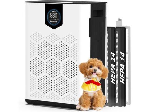 Air Purifiers for Home Large Room Up to 3000 Ft² with 2xH14 HEPA Filters, Air Purifiers for Pets Bedroom with Washable PreFilters, 2 TIMES Purification Speed In Turbo Mode for Dust, Hair, Odor