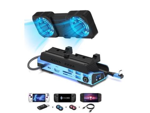 Legion Go/ROG Ally/Steam Deck Dock - 13-in-1 Docking Station Dismantling Dual Cool Fans Steam, 4K@60Hz, 4 USB Ports, 100W PD Charging, Gigabit Ethernet Fit for Steam Deck