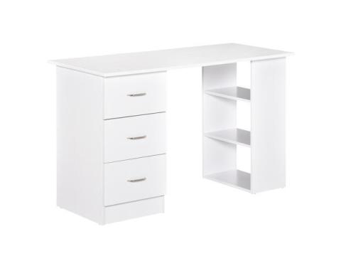 47" Modern Home Office Computer Desk Bookcase Combo Writing Table Workstation with 3 Drawer and Storage Shelf - White