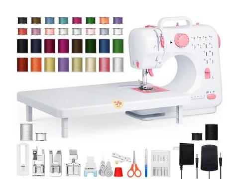 Portable Sewing Machine for Beginners  Clearance! 12 Built-in Stitch Options, Adjustable 2-Speed Foot Pedal, LED Sewing Light, and 32 Color Thread Kit  Ideal for Home Sewing  Only $39.99
