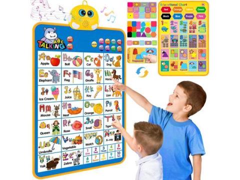 Electronic Alphabet Wall Chart, Talking ABC, 123s, Music Poster, Kids Learning Toys for Toddlers 1-3, Interactive Educational Toddler Toy, Birthday Gifts for Age 1 2 3 4 5 Year Old Boys Girls - Blue