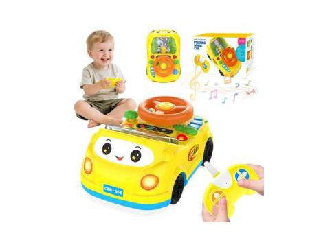 Toddler Toys for Ages 1-3 Boy - Remote Control RC Push Car Racing Adventure Steering Wheel Driving Games,Interactive Learning Educational Christmas Birthday Gift for Kids Age 1 2 3(Yellow)