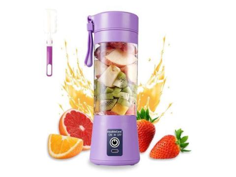 Portable Blender Cup,Electric USB Juicer Blender,Portable Juicer For Shakes and Smoothies, juice,380ml, Six Blades Great for Mixing,light purple