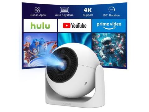 [Built-in Apps] Smart Mini Projector with WiFi and Bluetooth, Auto Focus & Keystone Portable Projector 4K Support, 180° Rotation Home Outdoor Movie Projector Compatible with TV Stick/Phone/Laptop