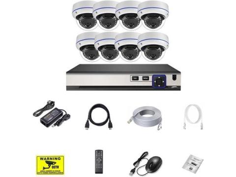 10CH 8MP 4K POE Dome Security Camera System IP Set 4MP Vandal-Proof Home Audio CCTV Video Surveillance Protection Kit(None,8PCS 4MP Cameras)