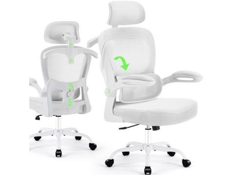 Office Chair Ergonomic Desk Chairs with Adjustable Lumbar Support& Headrest Hanger, High Back Breathable Mesh Chair with Wheels, Rolling Swivel Comfy Task Computer Chair for Home Work Gaming