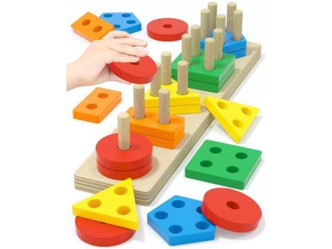 Montessori Toys for 1 2 3 Years Old Boys Girls Birthday Gifts, Wooden Sensory Toys for Ages 2-4 Toddlers Kids Baby, Toddler Learning Toy Activities Puzzles Ages 1-3