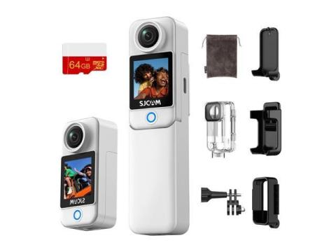 C300 4K Action Camera,64GB Magnetic Body Cam & Handheld Detachable Design, Vlogs for Content Creators YouTube Streaming,7Hour Power,Stabilization,Waterproof,White