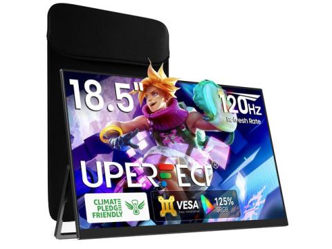 Portable Monitor 18.5 inch 120HZ 125% sRGB 1080P w/VESA & Stand, Large Portable Monitor FreeSync IPS HDR Gaming Display, HDMI USB C Travel Second Screen for Laptop MacBook