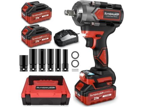 Cordless Impact Wrench 750Ft-lbs - 1000N·m Power Impact Gun 1/2 Inch - 21V 2600RPM Brushless Electric Impact Wrench with 4.0Ah Battery & Socket & Fast Charger & Sturdy Case for Car Home DIY