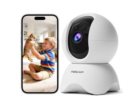 FOSCAM 3K Security Camera Indoor, 360 PTZ Baby & Pet Monitoring for Home Security, 5MP Night Vision, Human/Pet Auto Tracking, Motion & Sound Alerts, 2-Way Audio, 2.4GHz Wi-Fi (R5 White)